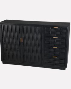 arredo contemporaneo, linea elegance, credenza in legno nero con cassetti