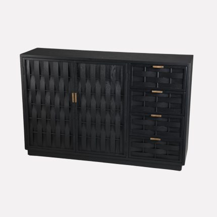 arredo contemporaneo, linea elegance, credenza in legno nero con cassetti